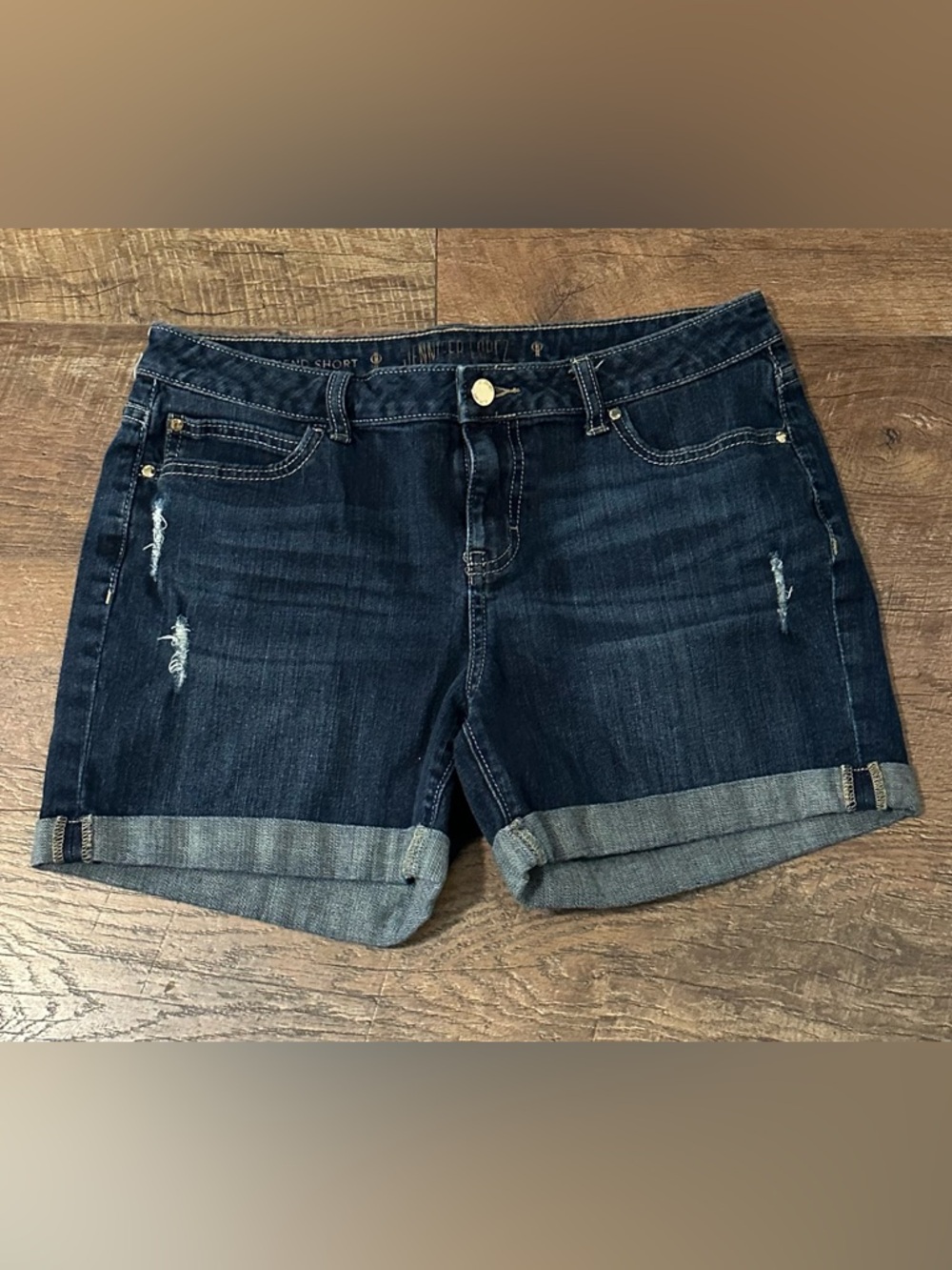 Jennifer Lopez distressed denim boyfriend shorts